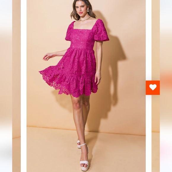 NWOT Flying Tomato "Never Be The Same" woven mini dress, fuschia, size L - Picture 3 of 11